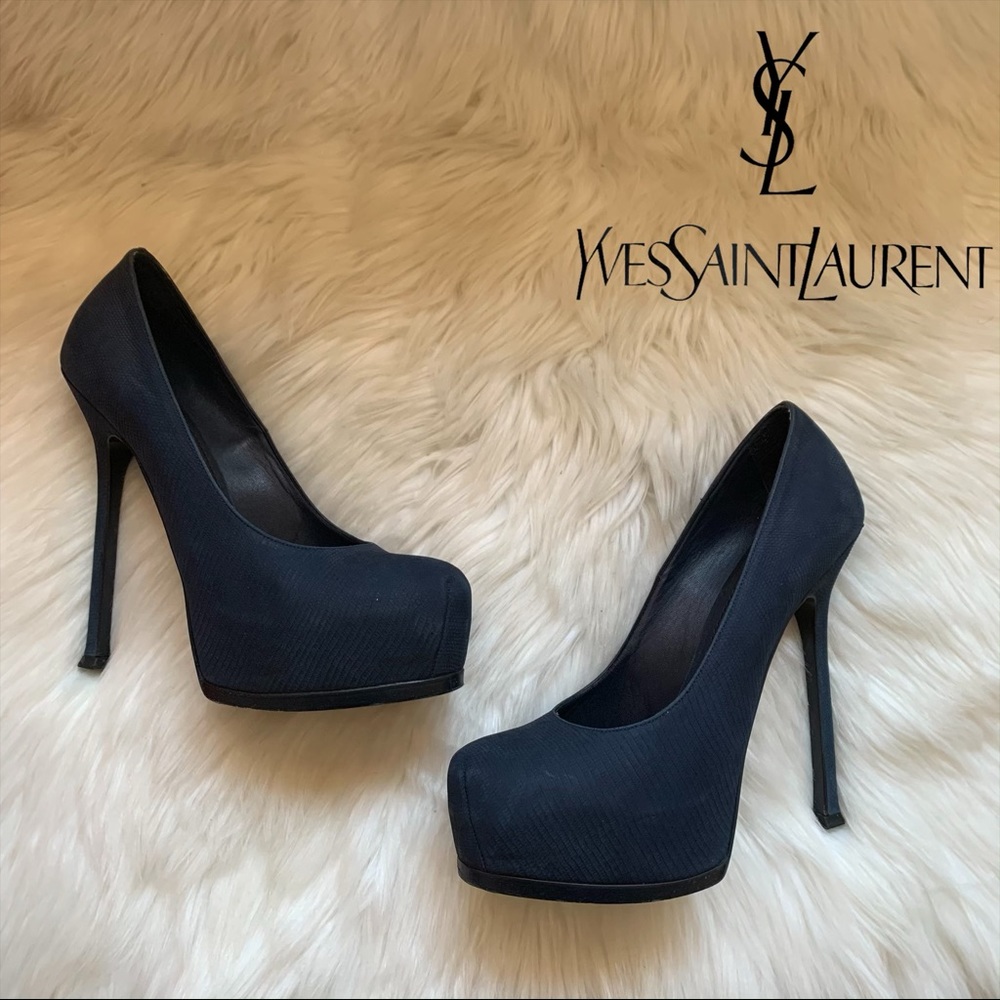 Authentic YSL Tribtoo 105 Suede Snakeskin Pumps